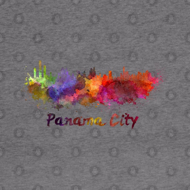 Panama city skyline in watercolor by PaulrommerArt